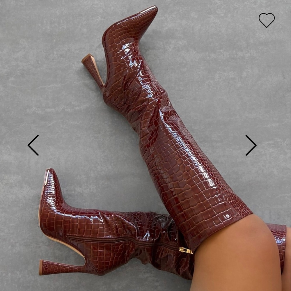 Simmi FAUX CROC PRINT KNEE HIGH BOOTS